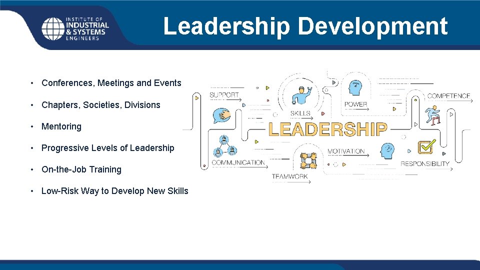 Leadership Development • Conferences, Meetings and Events • Chapters, Societies, Divisions • Mentoring •