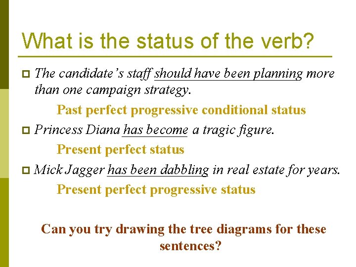 What is the status of the verb? The candidate’s staff should have been planning