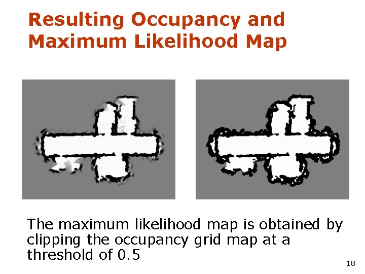 Resulting Occupancy and Maximum Likelihood Map The maximum likelihood map is obtained by clipping