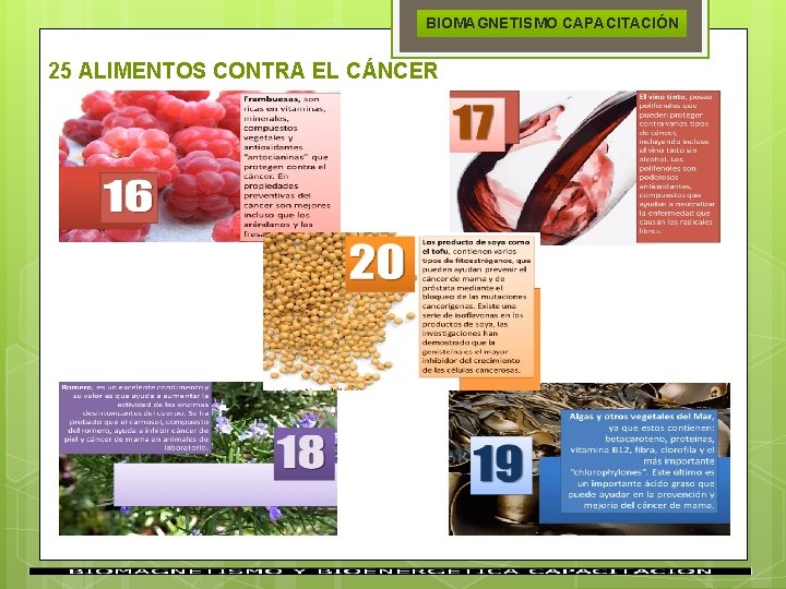 BIOMAGNETISMO CAPACITACIÓN 25 ALIMENTOS CONTRA EL CÁNCER 