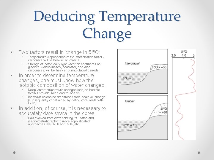 Deducing Temperature Change • Two factors result in change in δ 18 O: o