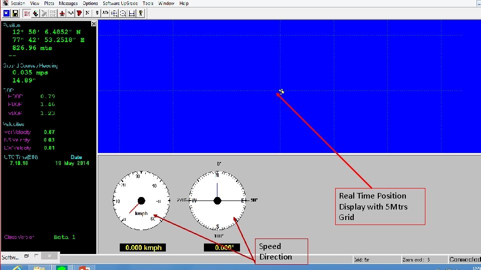 Real Time Position Display with 5 Mtrs Grid Speed Direction 