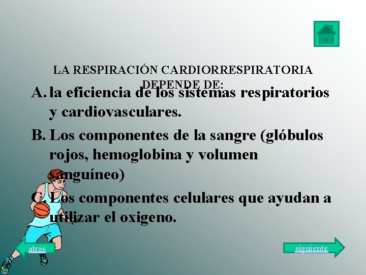 LA RESPIRACIÓN CARDIORRESPIRATORIA DEPENDE DE: A. la eficiencia de los sistemas respiratorios y cardiovasculares.