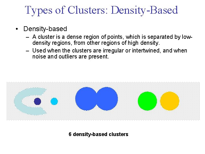 Types of Clusters: Density Based • Density based – A cluster is a dense Types of Clusters: Density Based • Density based – A cluster is a dense