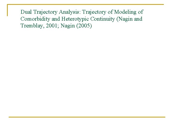 Dual Trajectory Analysis: Trajectory of Modeling of Comorbidity and Heterotypic Continuity (Nagin and Tremblay,