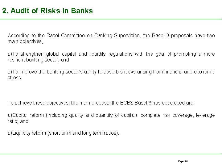 2. Audit of Risks in Banks According to the Basel Committee on Banking Supervision,
