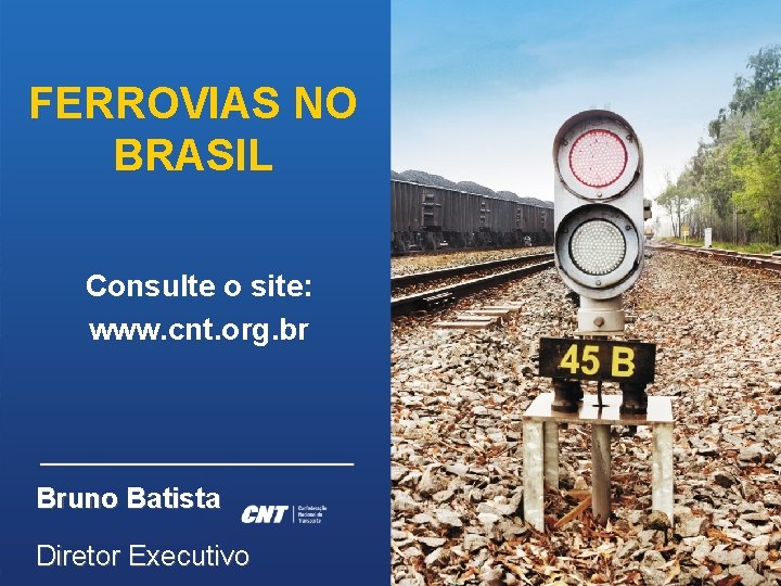 FERROVIAS NO BRASIL Consulte o site: www. cnt. org. br Bruno Batista Diretor Executivo