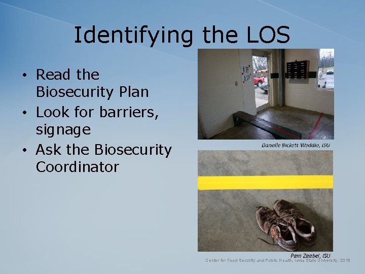 Identifying the LOS • Read the Biosecurity Plan • Look for barriers, signage •