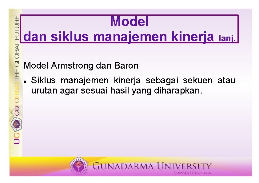 Model dan siklus manajemen kinerja lanj. Model Armstrong dan Baron Siklus manajemen kinerja sebagai