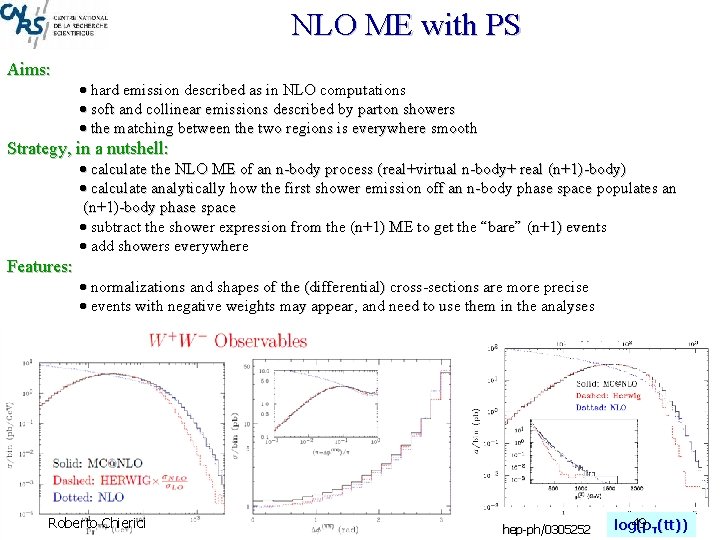 NLO ME with PS Aims: hard emission described as in NLO computations soft and