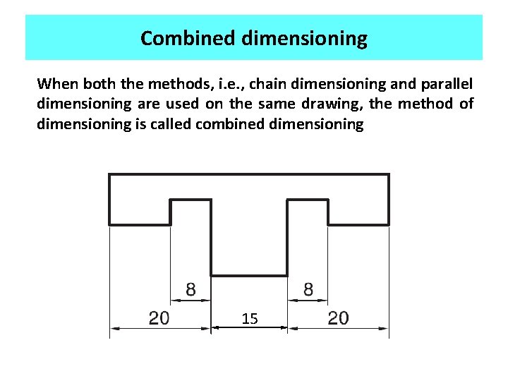 Combined dimensioning When both the methods, i. e. , chain dimensioning and parallel dimensioning