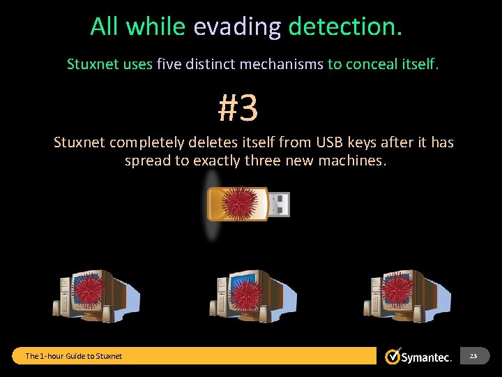 All while evading detection. Stuxnet uses five distinct mechanisms to conceal itself. #3 Stuxnet