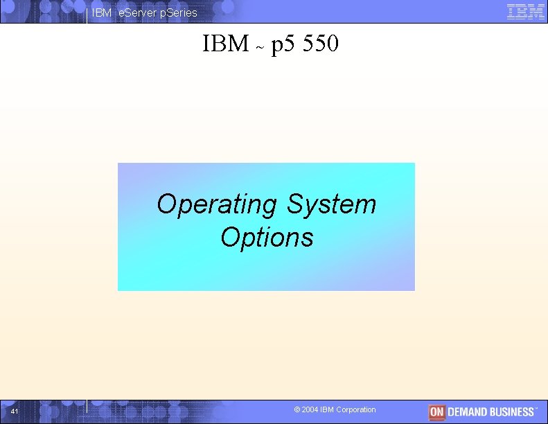 IBM e. Server p. Series IBM ~ p 5 550 Operating. I System Options