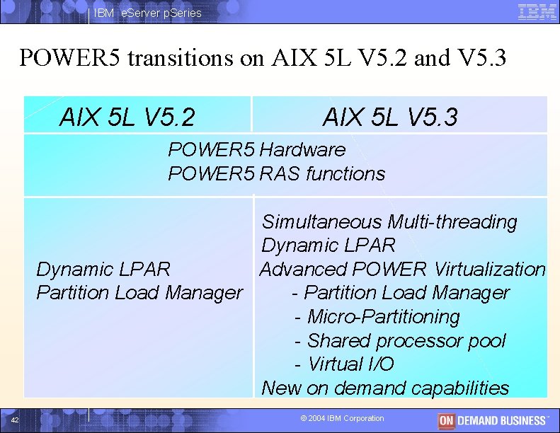 IBM e. Server p. Series POWER 5 transitions on AIX 5 L V 5.