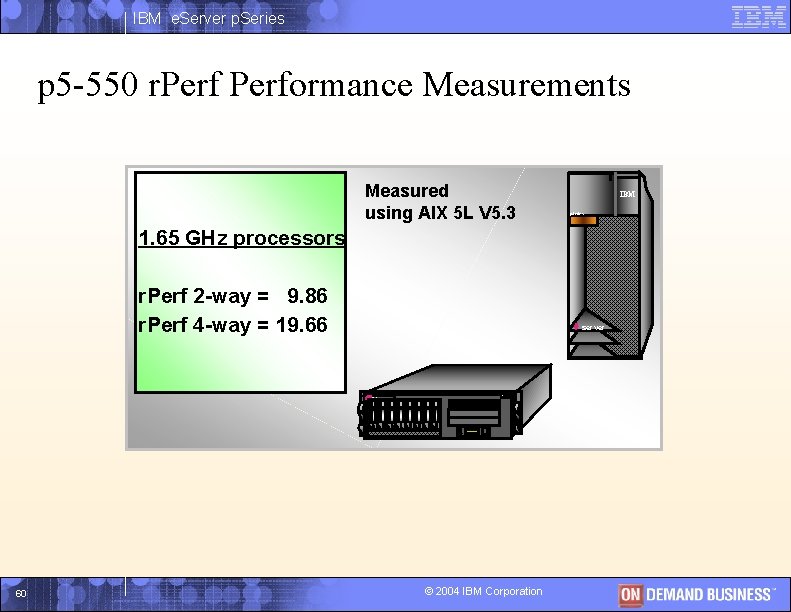 IBM e. Server p. Series p 5 -550 r. Performance Measurements Measured using AIX