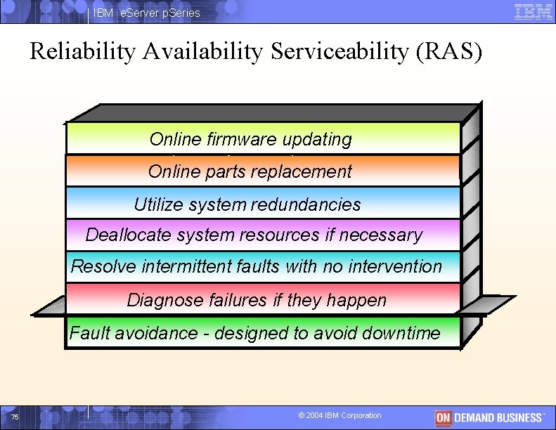 IBM e. Server p. Series Reliability Availability Serviceability (RAS) Online updating Keep thefirmware system
