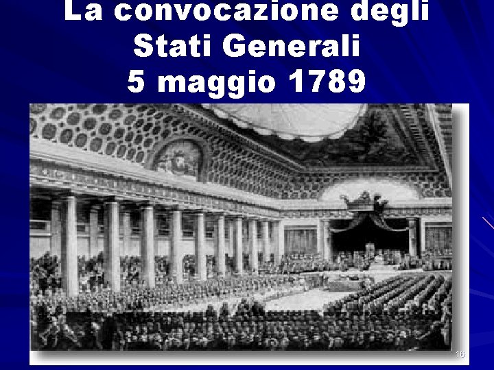 La convocazione degli Stati Generali 5 maggio 1789 16 