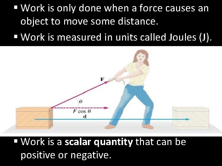 § Work is only done when a force causes an object to move some