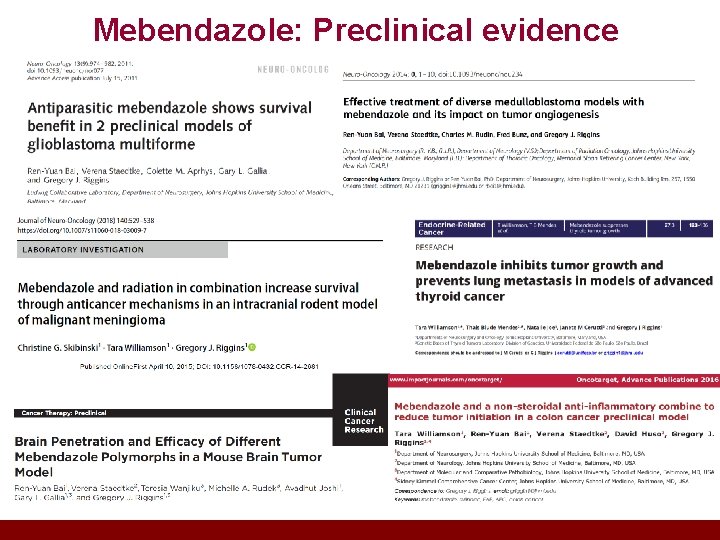 Mebendazole: Preclinical evidence 