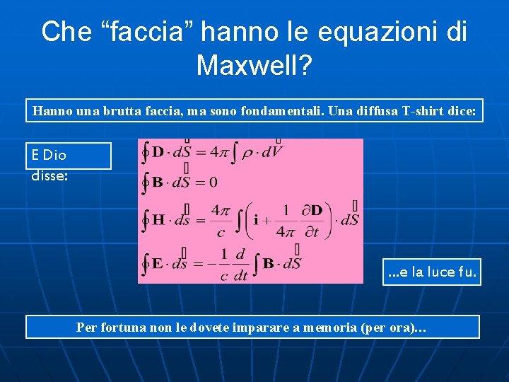 Che “faccia” hanno le equazioni di Maxwell? Hanno una brutta faccia, ma sono fondamentali.