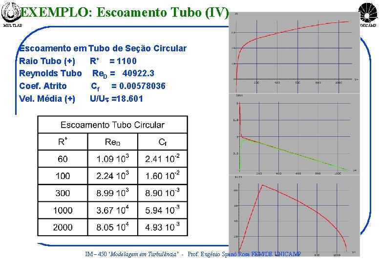 EXEMPLO: Escoamento Tubo (IV) MULTLAB UNICAMP Escoamento em Tubo de Seção Circular Raio Tubo