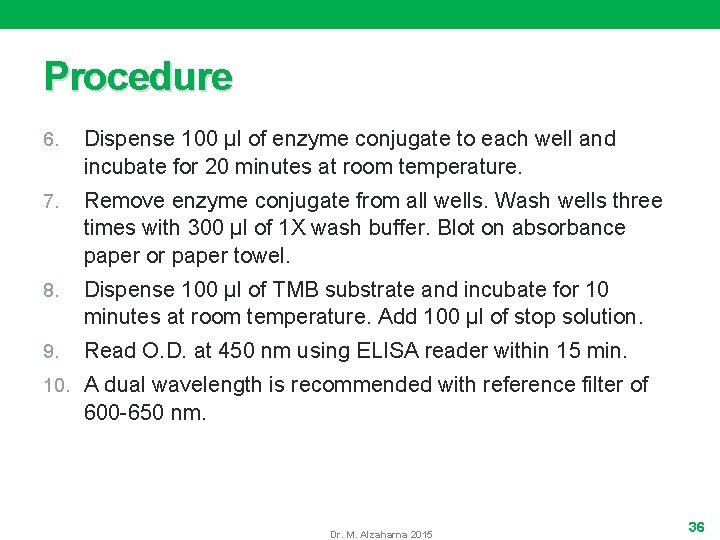 Procedure 6. Dispense 100 μl of enzyme conjugate to each well and incubate for