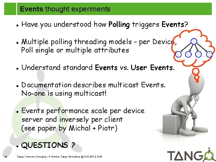 Events thought experiments 38 Have you understood how Polling triggers Events? Multiple polling threading