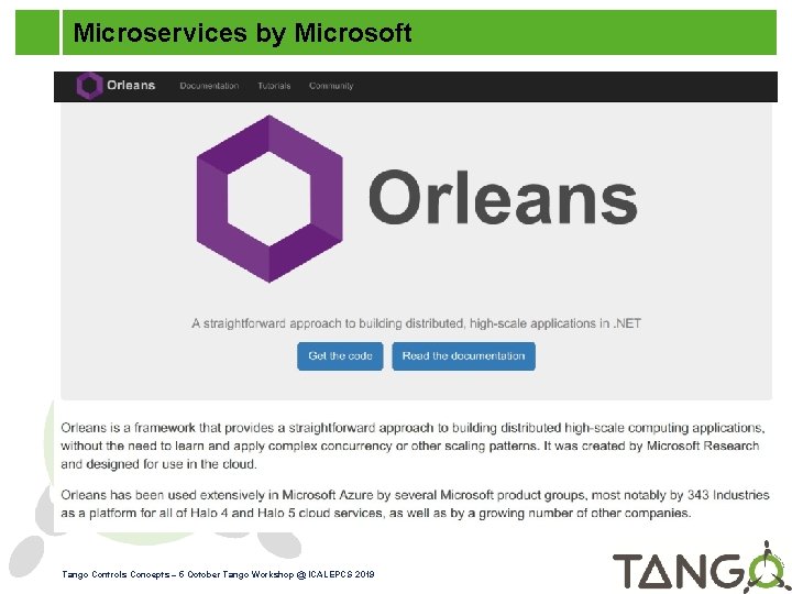 Microservices by Microsoft Tango Controls Concepts – 5 October Tango Workshop @ ICALEPCS 2019