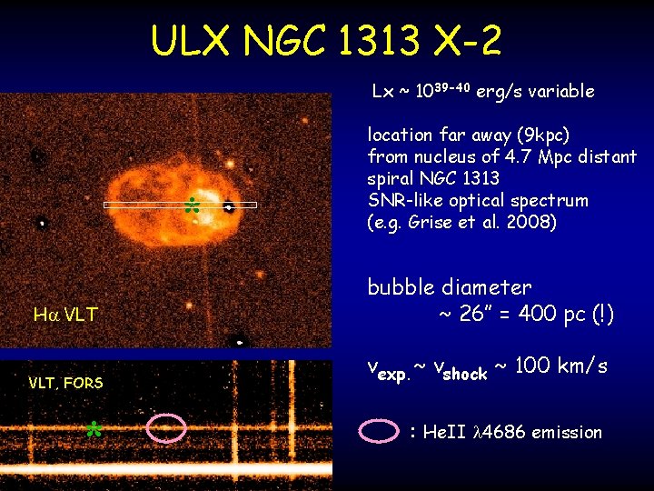 ULX NGC 1313 X-2 Lx ~ 1039 -40 erg/s variable * H VLT, FORS