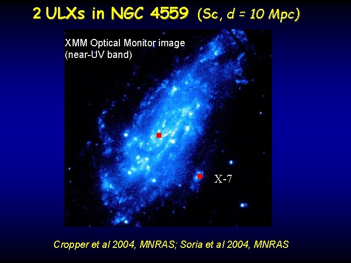 2 ULXs in NGC 4559 (Sc, d = 10 Mpc) XMM Optical Monitor image