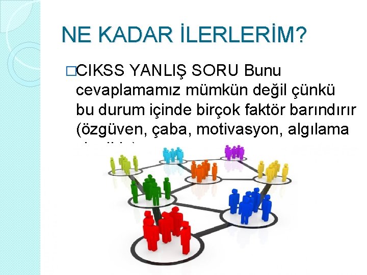 NE KADAR İLERLERİM? �CIKSS YANLIŞ SORU Bunu cevaplamamız mümkün değil çünkü bu durum içinde