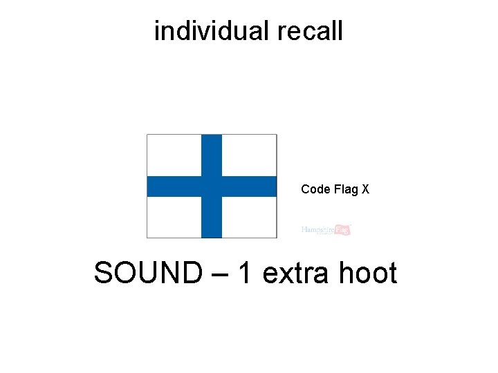 individual recall Code Flag X SOUND – 1 extra hoot 