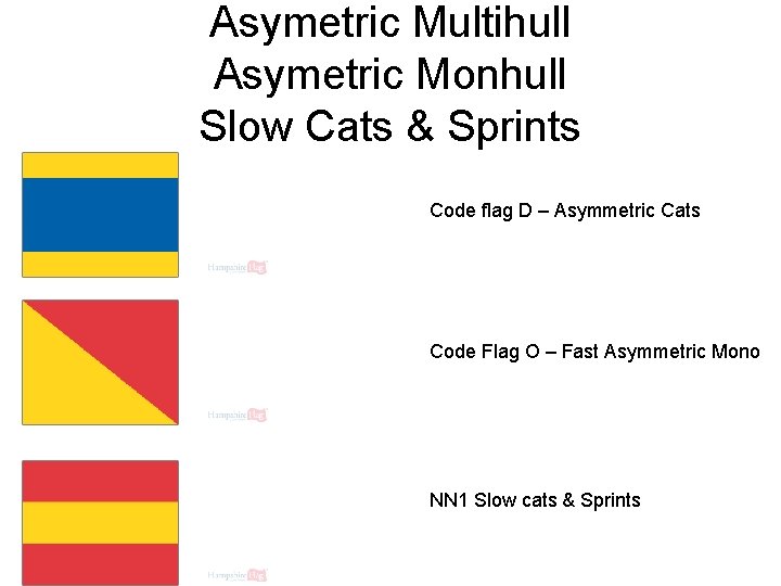 Asymetric Multihull Asymetric Monhull Slow Cats & Sprints Code flag D – Asymmetric Cats