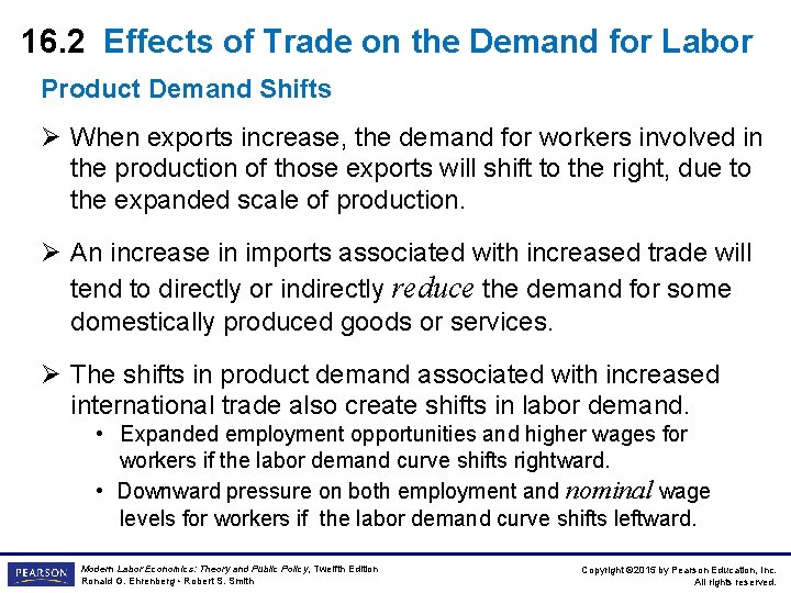 16. 2 Effects of Trade on the Demand for Labor Product Demand Shifts Ø