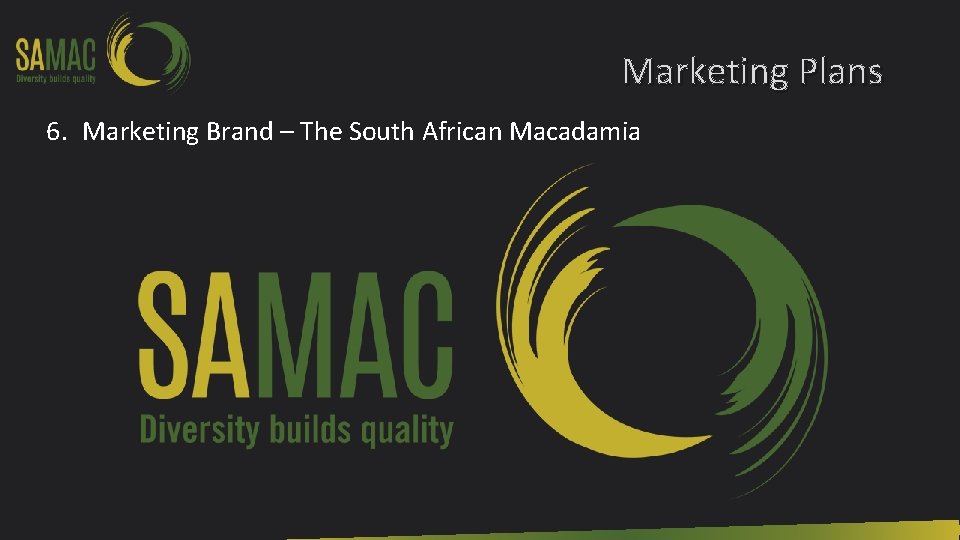 Marketing Plans 6. Marketing Brand – The South African Macadamia 