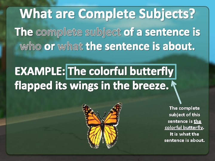 What are Complete Subjects? The complete subject of a sentence is who or what