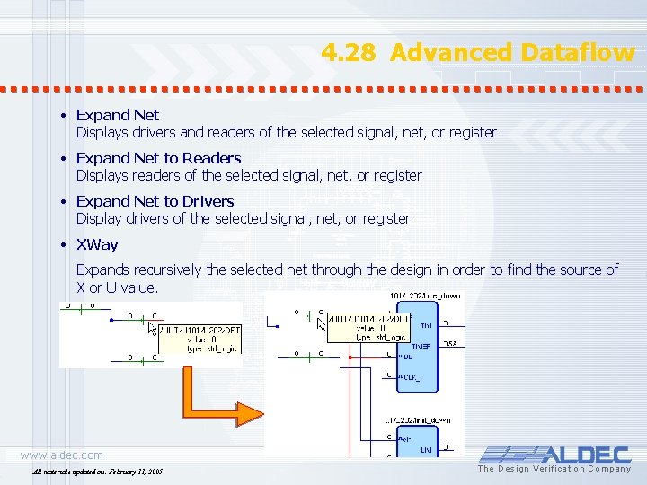 4. 28 Advanced Dataflow • Expand Net Displays drivers and readers of the selected