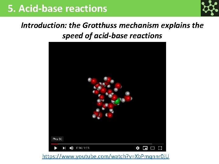 5. Acid-base reactions Introduction: the Grotthuss mechanism explains the speed of acid-base reactions https: