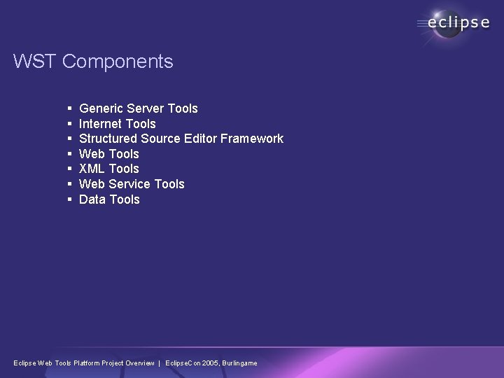 WST Components § § § § Generic Server Tools Internet Tools Structured Source Editor