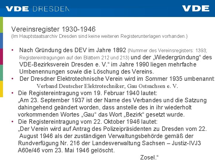 Vereinsregister 1930 -1946 (Im Hauptstaatsarchiv Dresden sind keine weiteren Registerunterlagen vorhanden. ) • Nach