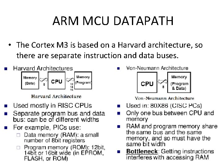 ARM MCU DATAPATH • The Cortex M 3 is based on a Harvard architecture,