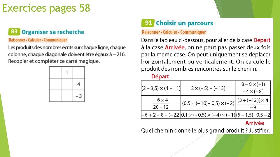 Exercices pages 58 