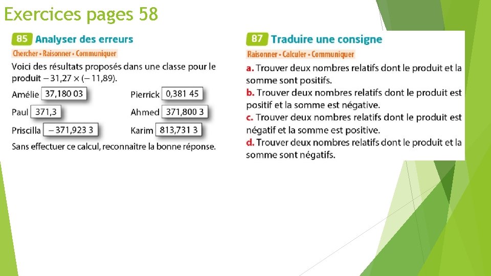 Exercices pages 58 