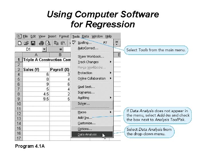 Using Computer Software for Regression Program 4. 1 A 