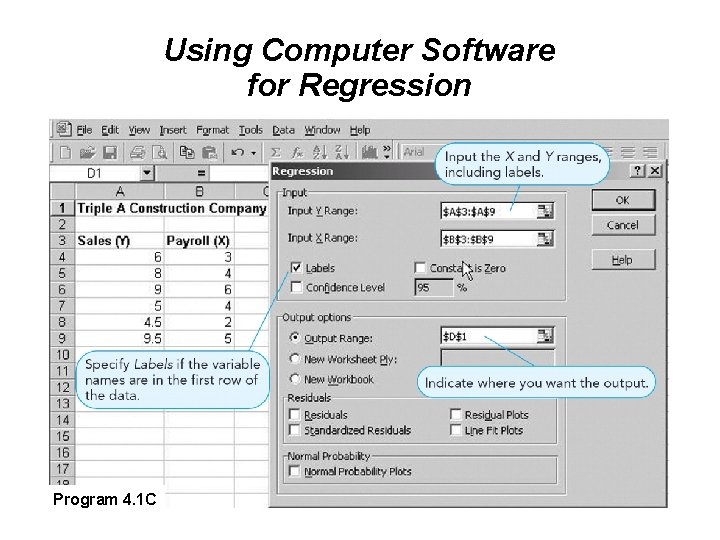 Using Computer Software for Regression Program 4. 1 C 