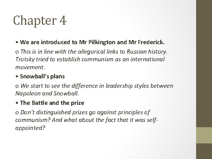 Chapter 4 • We are introduced to Mr Pilkington and Mr Frederick. o This