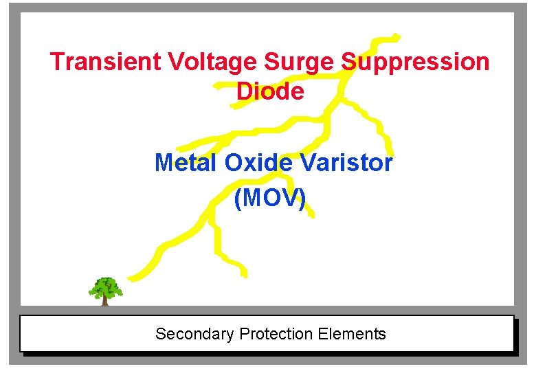 Transient Voltage Surge Suppression Diode Metal Oxide Varistor (MOV) Secondary Protection Elements 