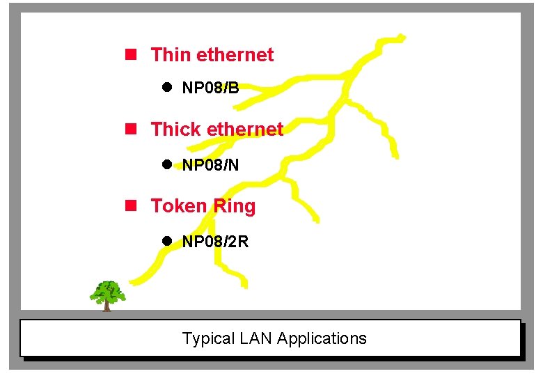 n Thin ethernet l NP 08/B n Thick ethernet l NP 08/N n Token