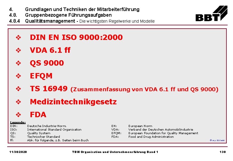 4. 4. 8. 4 Grundlagen und Techniken der Mitarbeiterführung Gruppenbezogene Führungsaufgaben Qualitätsmanagement - Die