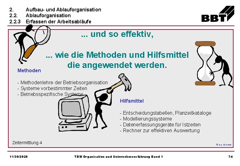 2. 2. 2. 3 Aufbau- und Ablauforganisation Erfassen der Arbeitsabläufe . . . und